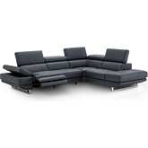 Annalaise Sectional Sofa with Right Facing Chaise in Blue Grey Leather